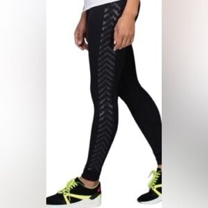 Lululemon Women's Wunder Under Aztec Print Side Panel Full On Luon Legging Black